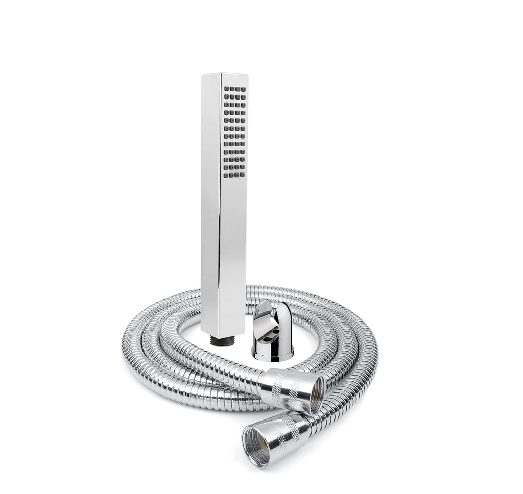 Fossa Hexa Square ABS Hand-Held Shower with 1.5 Mtr Hose Pipe and Wall Hook for Bathroom, High Pressure Shower Set Chrome Finish (Hand Shower Set)